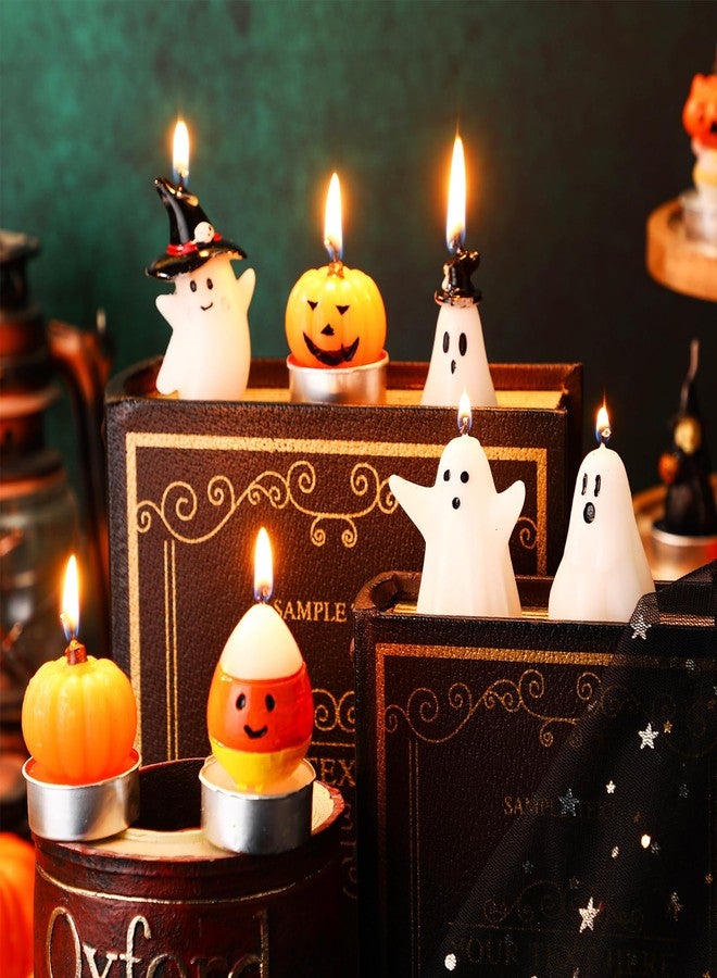Conelist 14 Pcs Halloween Ghost Candles, Autumn Room Tabletop Decor Cute Wax Mini Spooky, Witch, Pumpkin Candles for Halloween Fall Themed Party Favor Supplies - Image 5